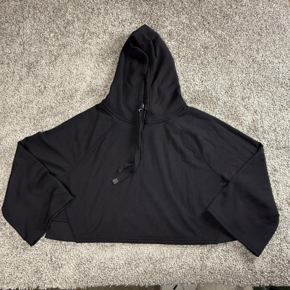 Athleta Tops - Athleta Hoodie Womens‎ Large Black Cropped Pullover Modal Blend Long Sleeve